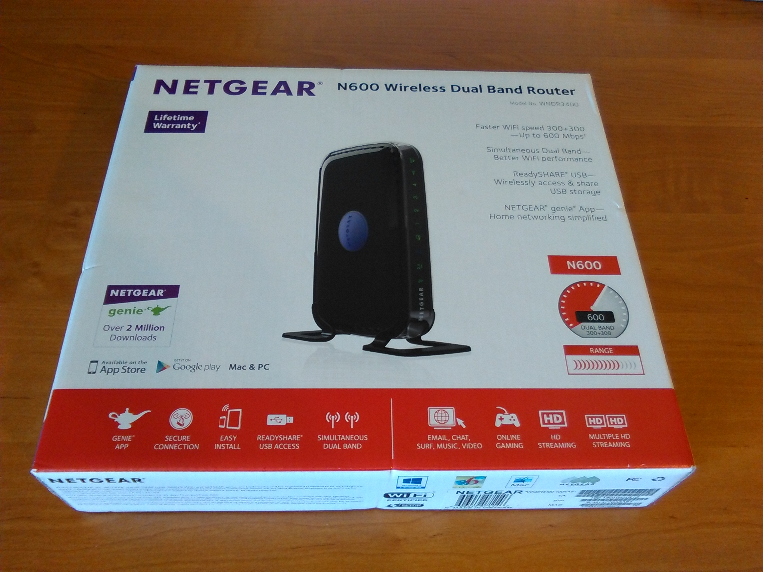 New Netgear N600 wireless dual band router, $40